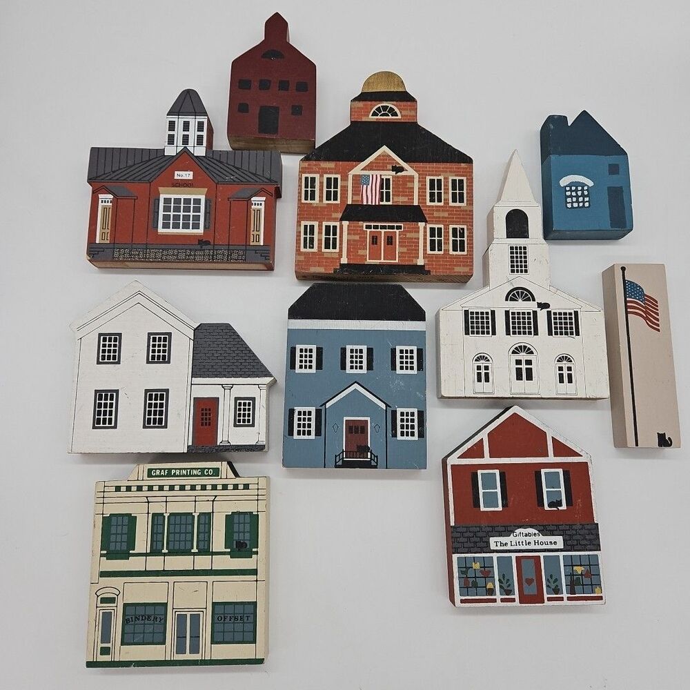 The Cat’s Meow Village Buildings by Faline 1980s Landmark Houses Shops LOT OF 10
